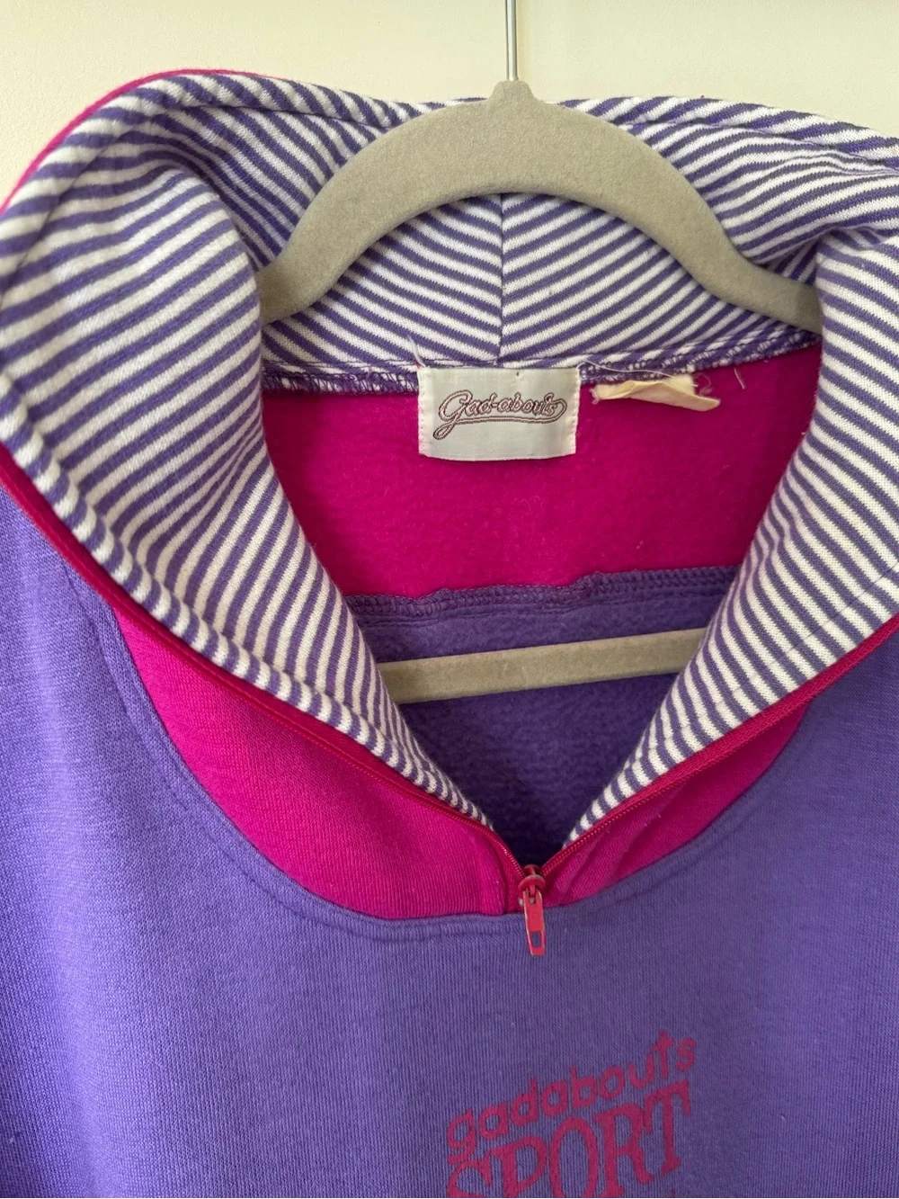 Gadabouts Vintage Purple and Pink Pullover Half Zip Sweatshirt